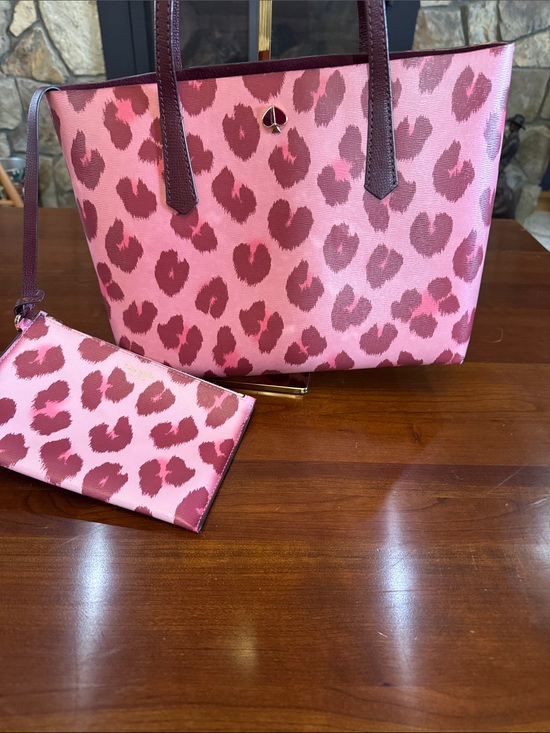kate spade Handbags - kate spade Pink and Burgundy Leopard Print Tote with Wristlet
